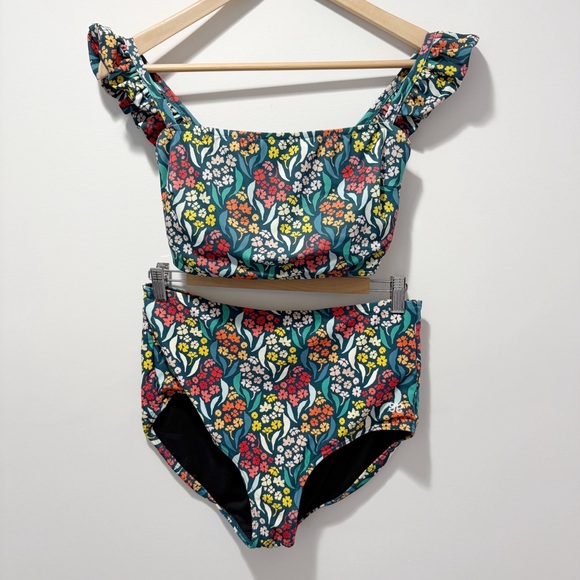 Albion Costa Floral Bikini Set Size Medium Bella Crop Top Size Large Bottoms - Picture 2 of 16